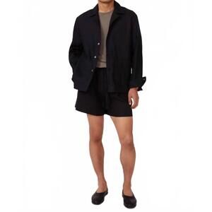 NEW STOFFA lounge washed linen jacket in black